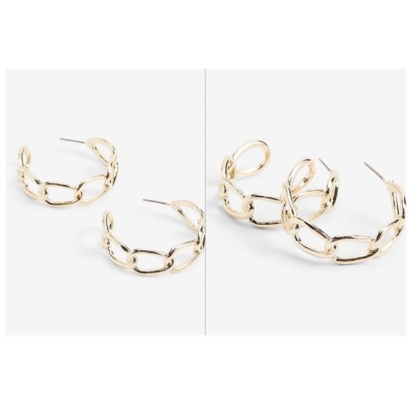 NWT EXPRESS CHAIN LINK OPEN HOOP EARRINGS - Picture 3 of 9